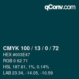 Color code: CMYK 100 / 13 / 0 / 72 | qconv.com