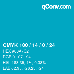 Color code: CMYK 100 / 14 / 0 / 24 | qconv.com