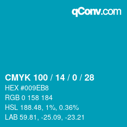 颜色代码: CMYK 100 / 14 / 0 / 28 | qconv.com