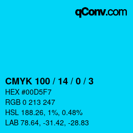 カラーコード: CMYK 100 / 14 / 0 / 3 | qconv.com