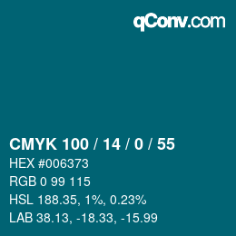 カラーコード: CMYK 100 / 14 / 0 / 55 | qconv.com