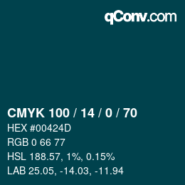颜色代码: CMYK 100 / 14 / 0 / 70 | qconv.com
