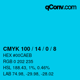カラーコード: CMYK 100 / 14 / 0 / 8 | qconv.com