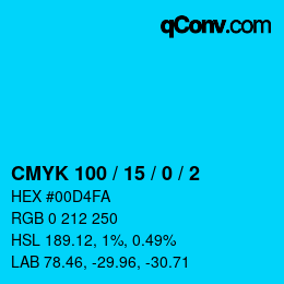 カラーコード: CMYK 100 / 15 / 0 / 2 | qconv.com