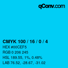 Código de color: CMYK 100 / 16 / 0 / 4 | qconv.com