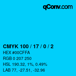 颜色代码: CMYK 100 / 17 / 0 / 2 | qconv.com