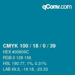 Color code: CMYK 100 / 18 / 0 / 39 | qconv.com