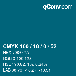 Farbcode: CMYK 100 / 18 / 0 / 52 | qconv.com