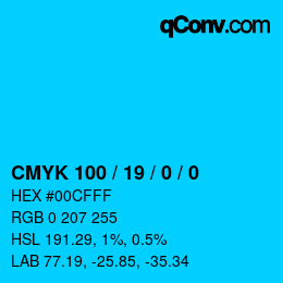 Color code: CMYK 100 / 19 / 0 / 0 | qconv.com