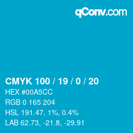 Farbcode: CMYK 100 / 19 / 0 / 20 | qconv.com