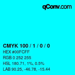 Farbcode: CMYK 100 / 1 / 0 / 0 | qconv.com