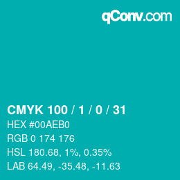 カラーコード: CMYK 100 / 1 / 0 / 31 | qconv.com