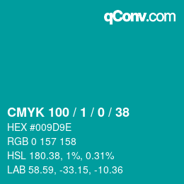 Color code: CMYK 100 / 1 / 0 / 38 | qconv.com