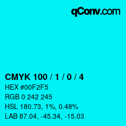 颜色代码: CMYK 100 / 1 / 0 / 4 | qconv.com