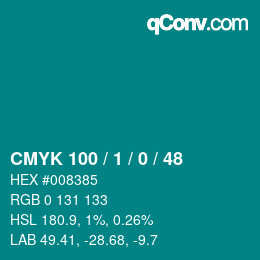 颜色代码: CMYK 100 / 1 / 0 / 48 | qconv.com