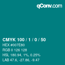 Color code: CMYK 100 / 1 / 0 / 50 | qconv.com