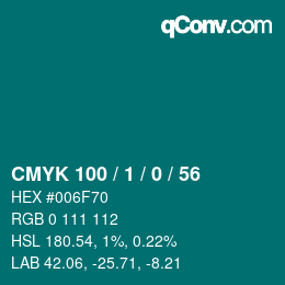 Color code: CMYK 100 / 1 / 0 / 56 | qconv.com