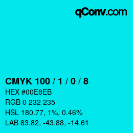 Color code: CMYK 100 / 1 / 0 / 8 | qconv.com