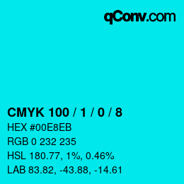 Farbcode: CMYK 100 / 1 / 0 / 8 | qconv.com