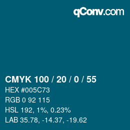 Color code: CMYK 100 / 20 / 0 / 55 | qconv.com