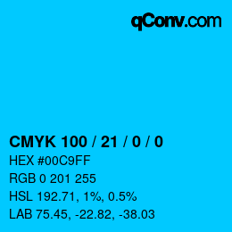 カラーコード: CMYK 100 / 21 / 0 / 0 | qconv.com