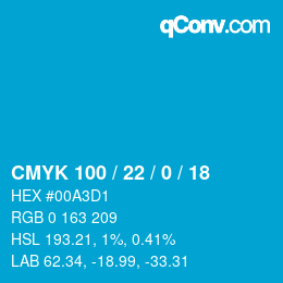 Farbcode: CMYK 100 / 22 / 0 / 18 | qconv.com