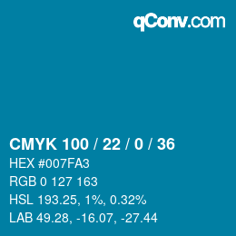 Color code: CMYK 100 / 22 / 0 / 36 | qconv.com