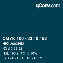 カラーコード: CMYK 100 / 23 / 0 / 68 | qconv.com