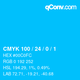 カラーコード: CMYK 100 / 24 / 0 / 1 | qconv.com