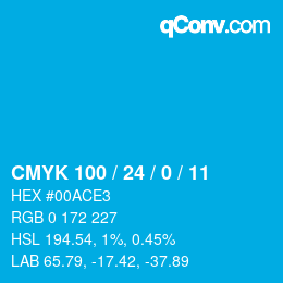 カラーコード: CMYK 100 / 24 / 0 / 11 | qconv.com