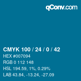 Color code: CMYK 100 / 24 / 0 / 42 | qconv.com