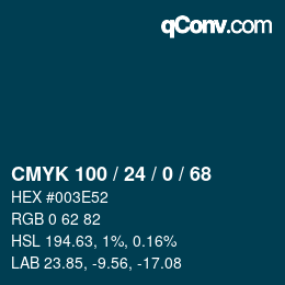颜色代码: CMYK 100 / 24 / 0 / 68 | qconv.com