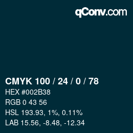 カラーコード: CMYK 100 / 24 / 0 / 78 | qconv.com
