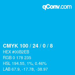 カラーコード: CMYK 100 / 24 / 0 / 8 | qconv.com