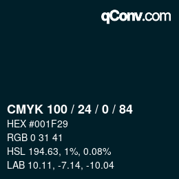 カラーコード: CMYK 100 / 24 / 0 / 84 | qconv.com