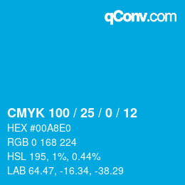 カラーコード: CMYK 100 / 25 / 0 / 12 | qconv.com