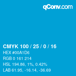 カラーコード: CMYK 100 / 25 / 0 / 16 | qconv.com