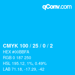 Color code: CMYK 100 / 25 / 0 / 2 | qconv.com