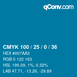 Código de color: CMYK 100 / 25 / 0 / 36 | qconv.com