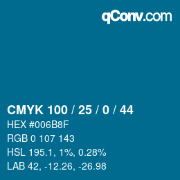 Código de color: CMYK 100 / 25 / 0 / 44 | qconv.com