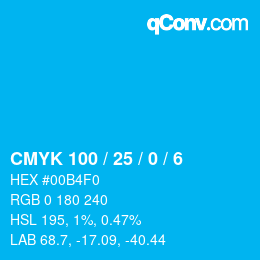 Color code: CMYK 100 / 25 / 0 / 6 | qconv.com