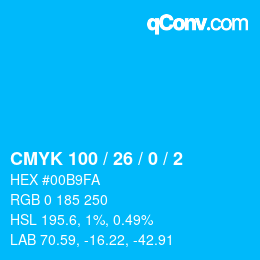 Color code: CMYK 100 / 26 / 0 / 2 | qconv.com
