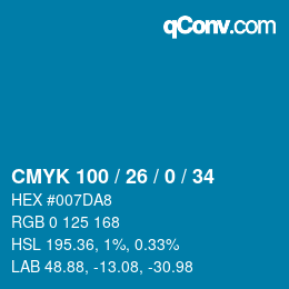 颜色代码: CMYK 100 / 26 / 0 / 34 | qconv.com