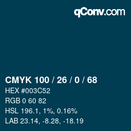 Color code: CMYK 100 / 26 / 0 / 68 | qconv.com