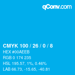 カラーコード: CMYK 100 / 26 / 0 / 8 | qconv.com
