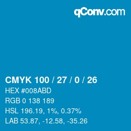 颜色代码: CMYK 100 / 27 / 0 / 26 | qconv.com