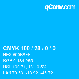颜色代码: CMYK 100 / 28 / 0 / 0 | qconv.com