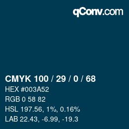 Color code: CMYK 100 / 29 / 0 / 68 | qconv.com