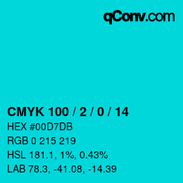颜色代码: CMYK 100 / 2 / 0 / 14 | qconv.com