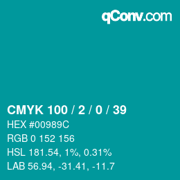 Farbcode: CMYK 100 / 2 / 0 / 39 | qconv.com